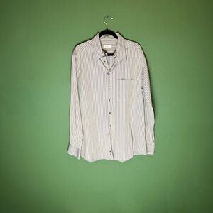 ermenegildo zegna soft beige brown striped long sleeve button down shirt xl